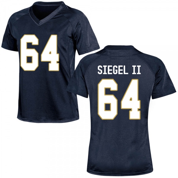 Max Siegel II Notre Dame Fighting Irish NCAA Women's #64 Navy Blue Game College Stitched Football Jersey ORX0455XM